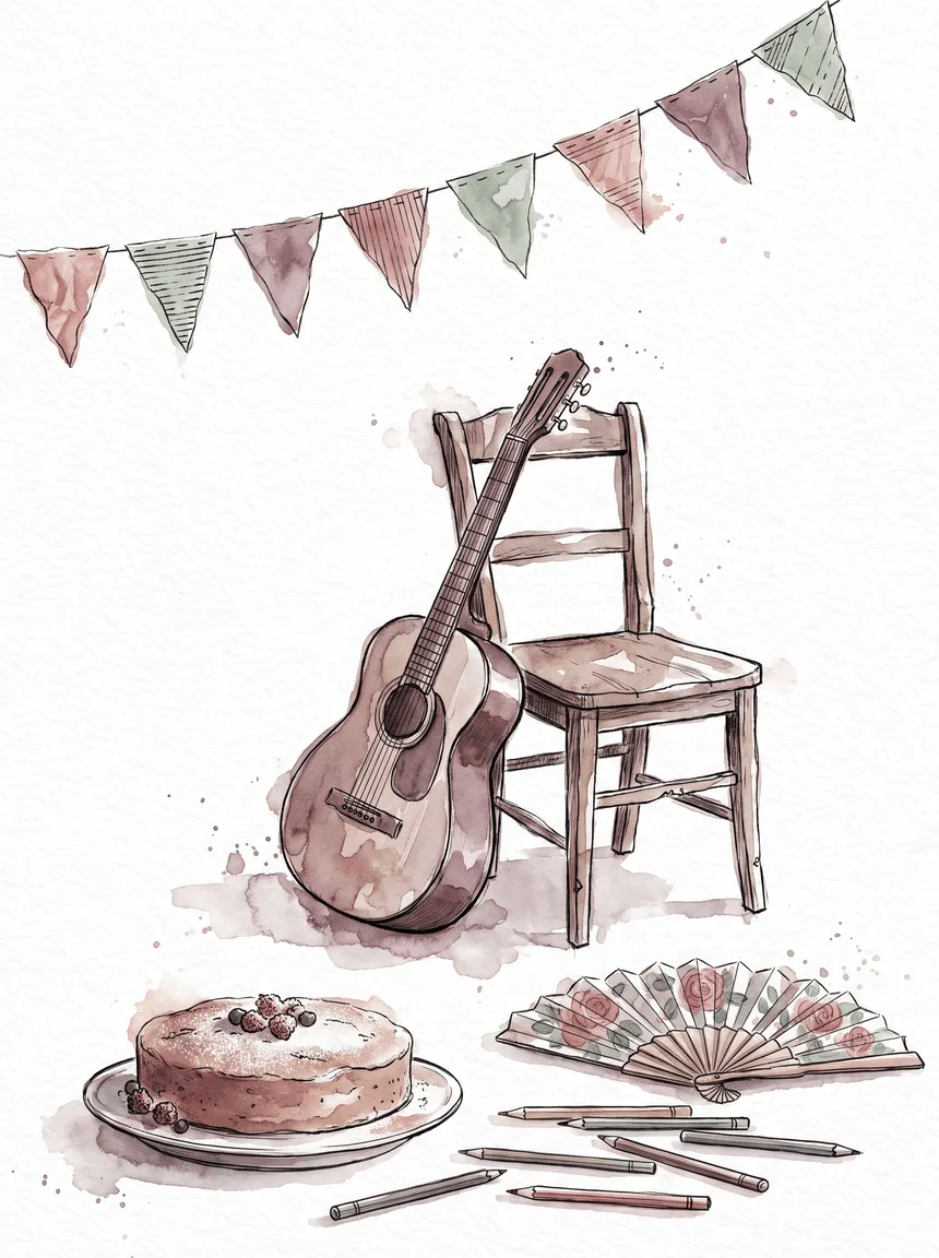 A semana da casa: dobradura, violão e bolo com bandeirola