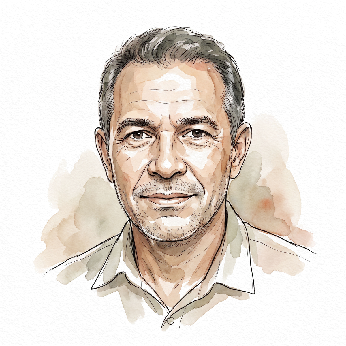 Retrato em aquarela de Sebastião Nogueira