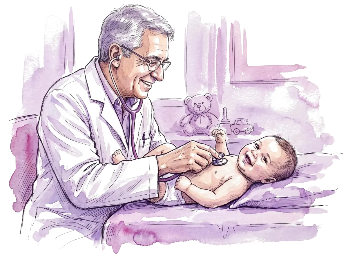 Bebê sendo medido e pesado em consulta de puericultura