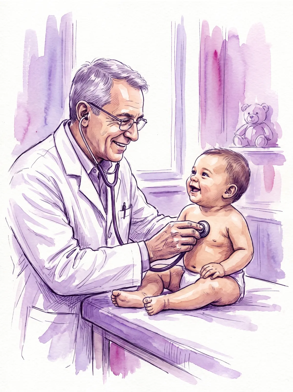 Bebê em consulta pediátrica