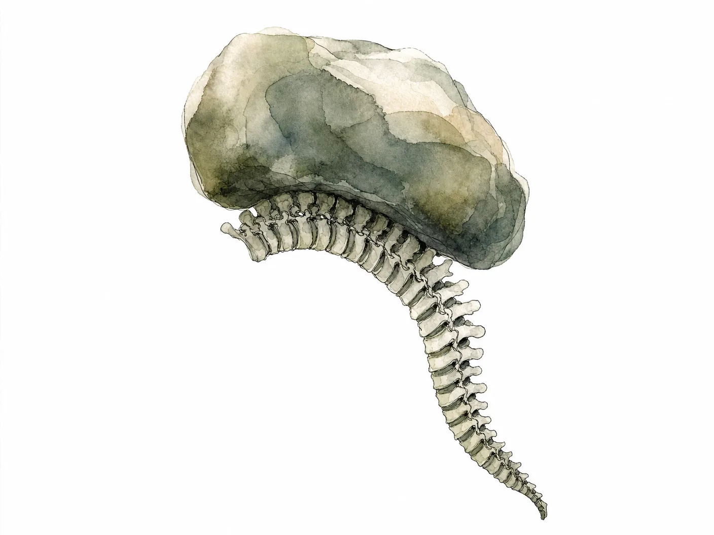 Ilustração em aquarela de um corpo em repouso