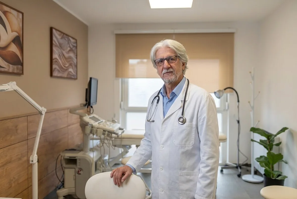 Dr. Noac Chuffi Barros em pé no consultório
