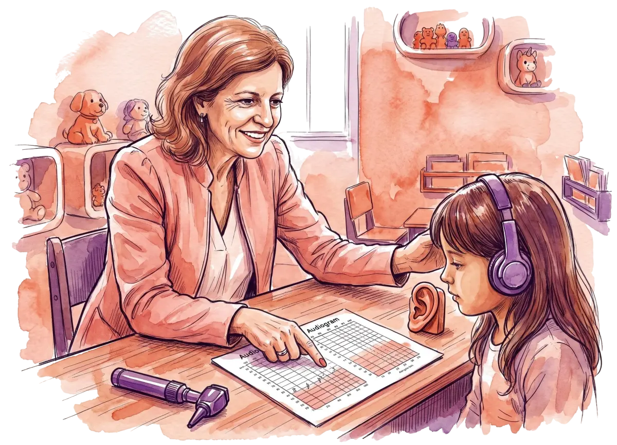 Exame de audiologia com audiômetro