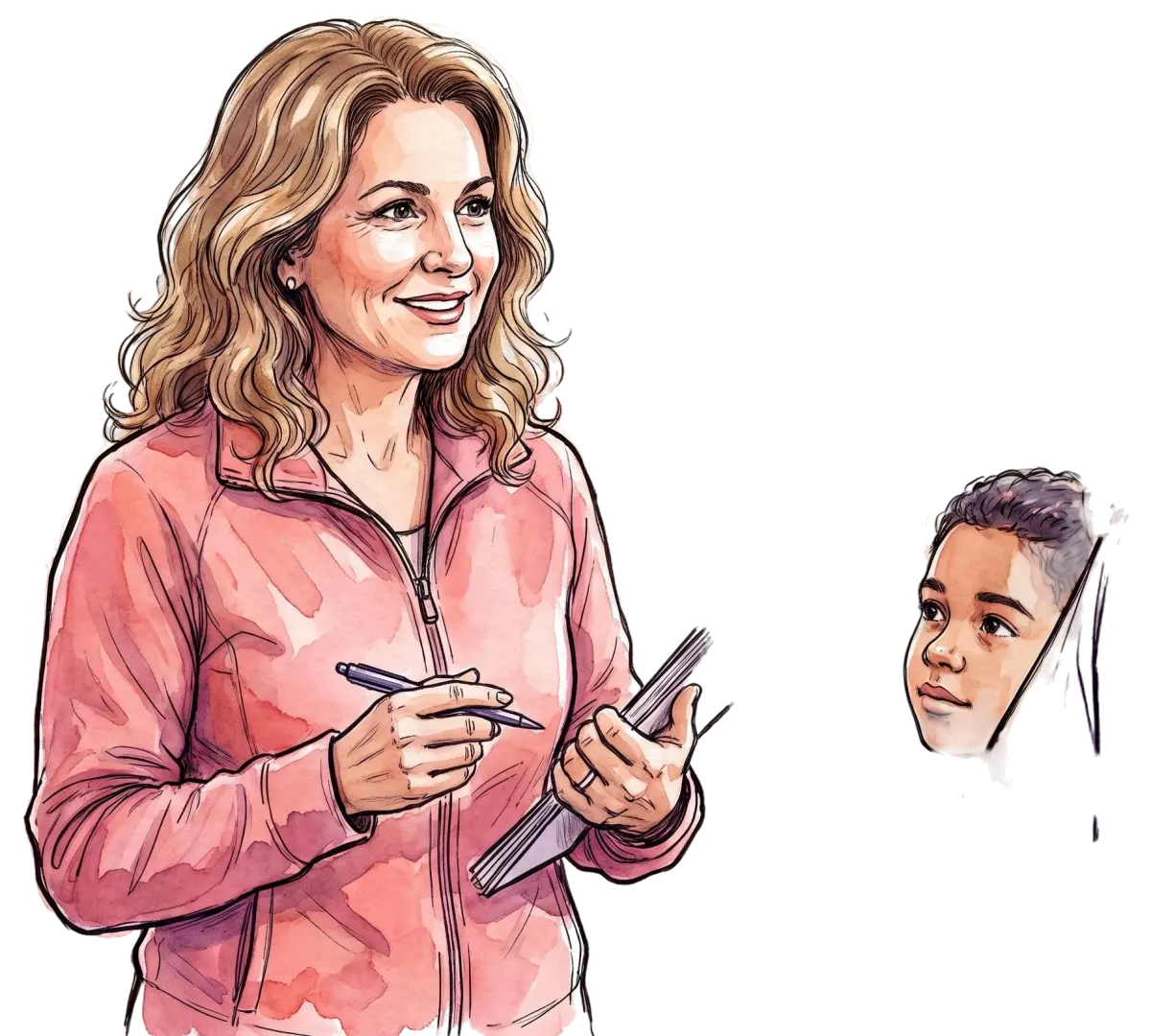 Reunião de orientação com a mãe e a professora