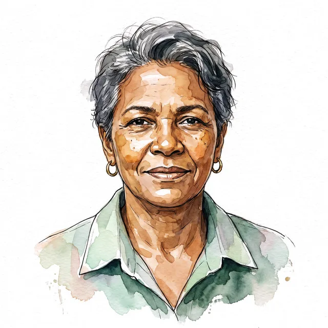 Ilustracao em aquarela do retrato de uma cliente da unidade