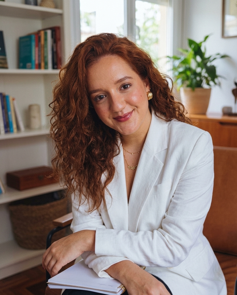 Retrato de Larissa Ruza, psicóloga clínica, no consultório em Santo André